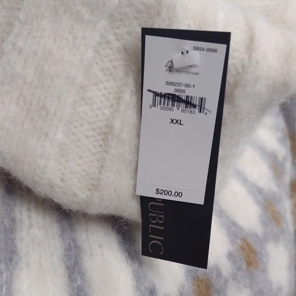 NEWBanana Republic51% Alpaca Cream Turtleneck Bosque Oversized Fair Isle Sweater - Picture 3 of 13